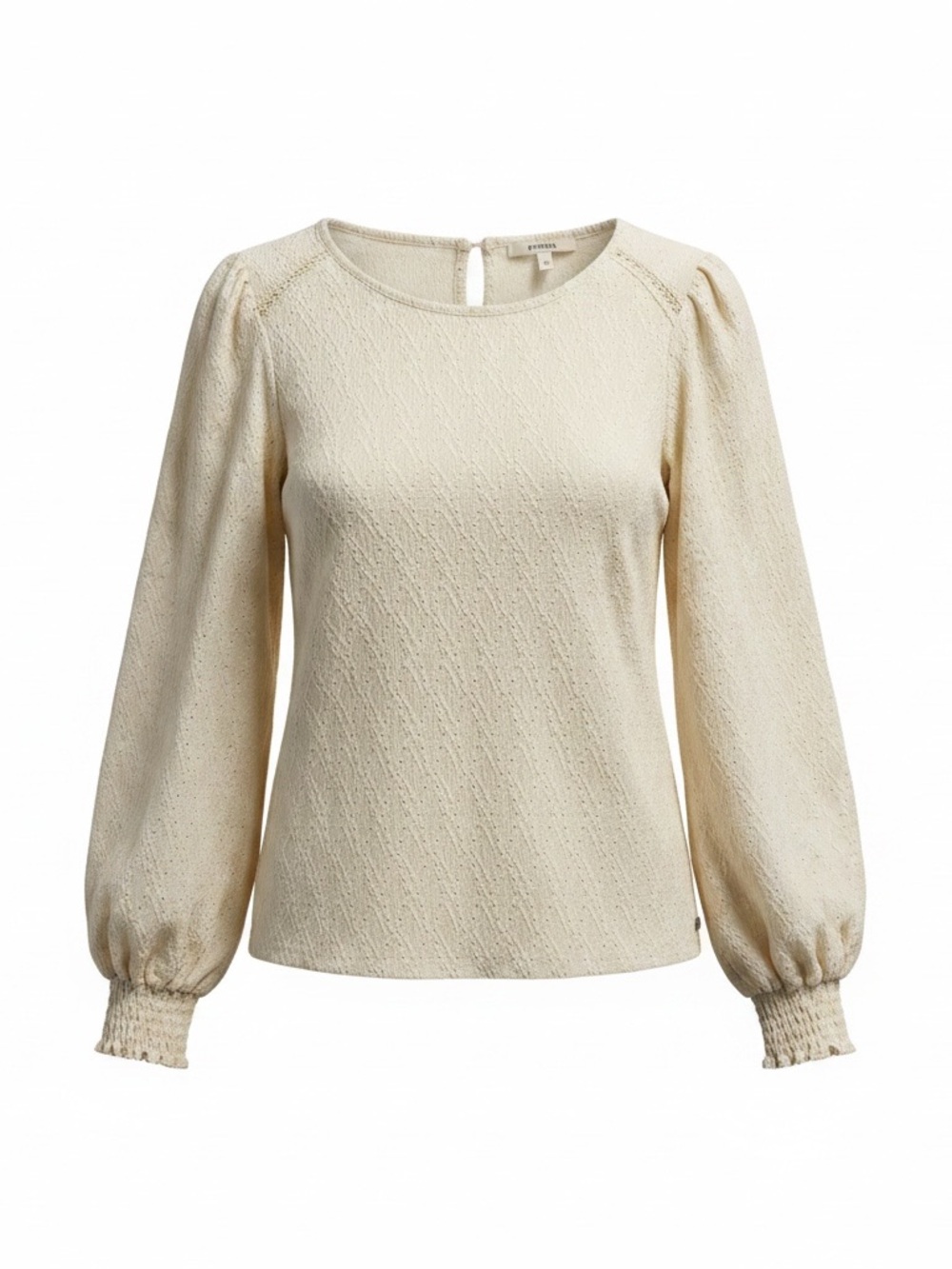Women’s Cream Long-Sleeve Textured Blouse